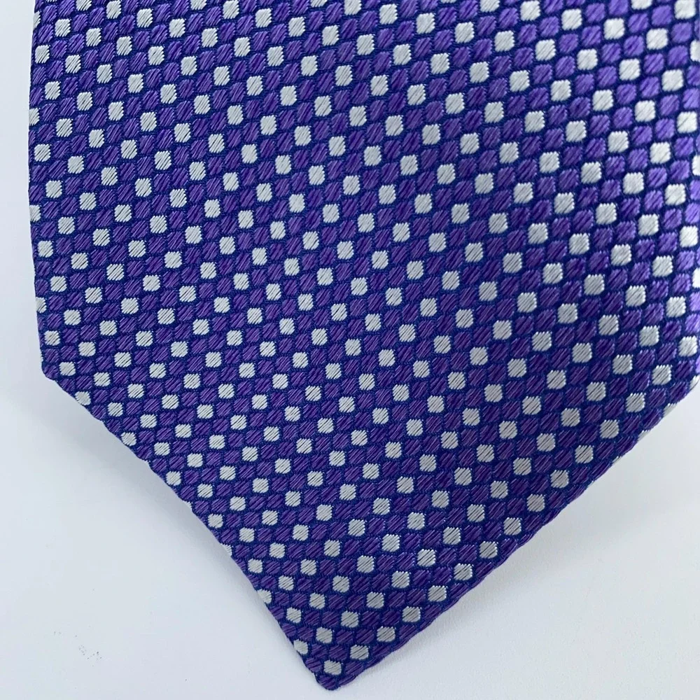 Eton Tie Men‎ One Size Purple Patterned Silk Classic Fit Necktie Italy Made NWT
